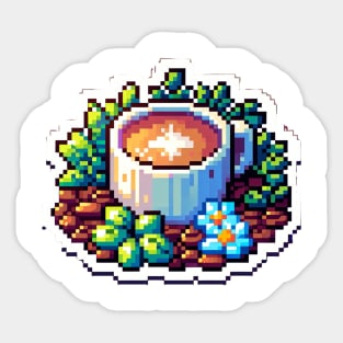 Coffee Pixel Flower Vintage Art Since Sticker